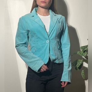 True 90s vintage aqua corduroy blazer